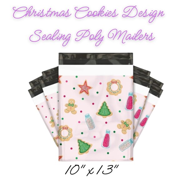 Christmas Cookie Design Sealing Poly Mailers ~ Qty 20 ~ Size 10x13 - Picture 3 of 3